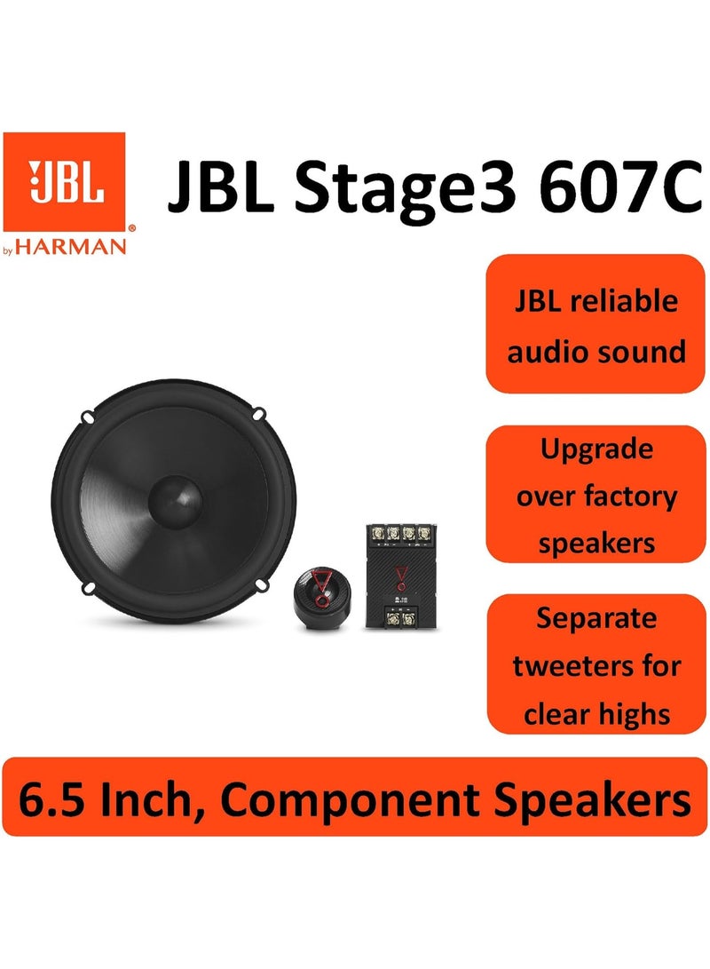 جي بي إل مجموعة مكبرات صوت JBL Stage3 607C ثنائية الاتجاه للسيارة - نظام صوتي احترافي من JBL بقوة 250 واط مع مكبر صوت 6.5 بوصة ومكبر صوت عالي التردد منفصل - أسود - Image 5